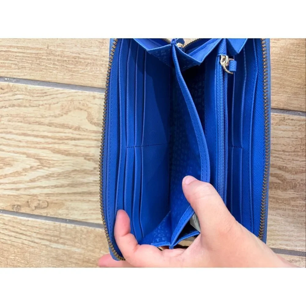 Kate Spade Make a Splash Neda Wallet Blue Stripe Sunglasses Zip Around Clutch